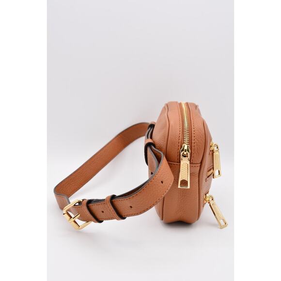 Rebecca Minkoff Belt Bag Desert Tan Pebbled Leather Three Zipper Gold Tone - Picture 7 of 12